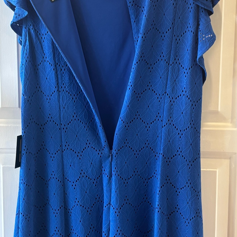 JH  Collectibles Women's Blue Sheath Eyelet Dress Size 16 NWT FREE SHIPPING - Picture 8 of 9